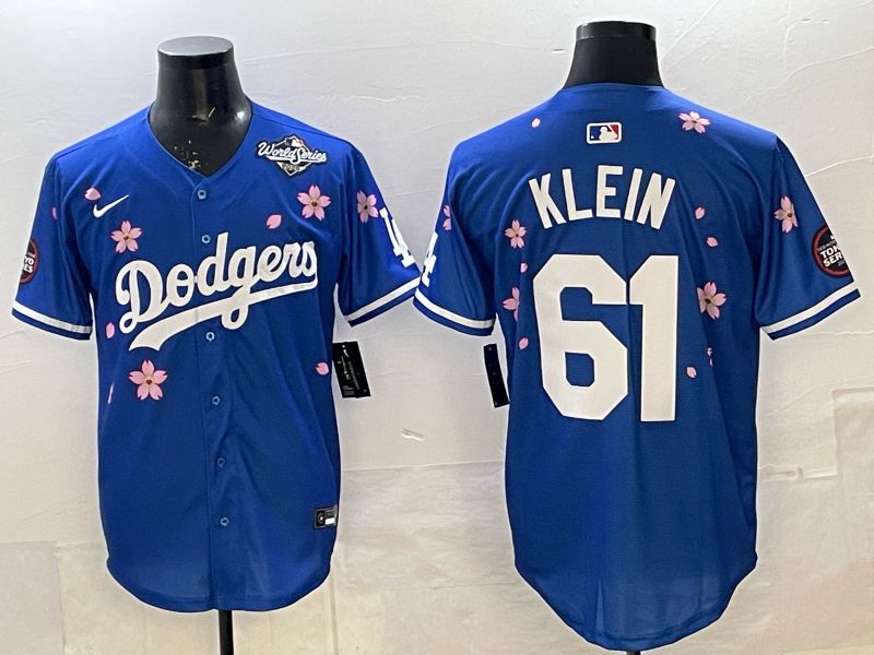 Men 2025 Nike Los Angeles Dodgers #61 Klein Blue Game MLB Jersey 07